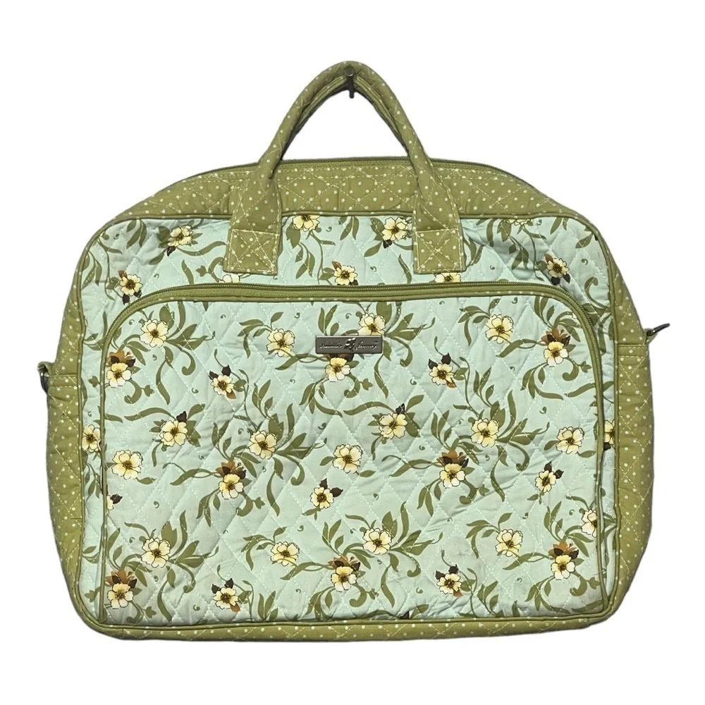 Isabella’s Journey Green Floral Quilted Laptop Bag Medium Size